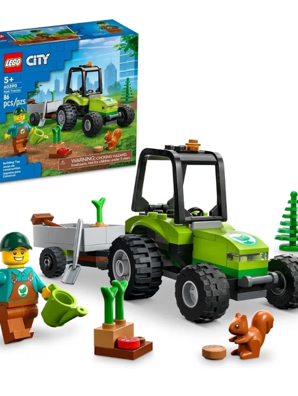 Lego Lime Green Tractor with Light Gray Trailer and Black Roll Cage - Picture 2 of 6